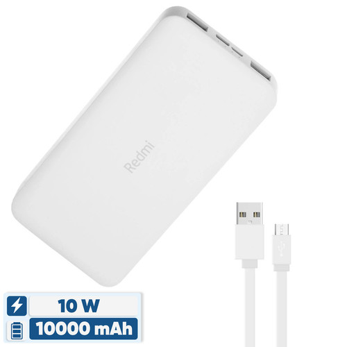 پاوربانک 10 وات شیائومی مدل Redmi ظرفیت 10000 میلی آمپر ساعت به همراه کابل تبدیل microUSB